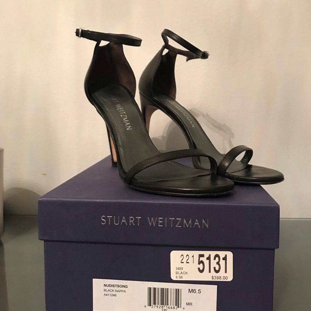 stuart weitzman strappy heel sandal pump black